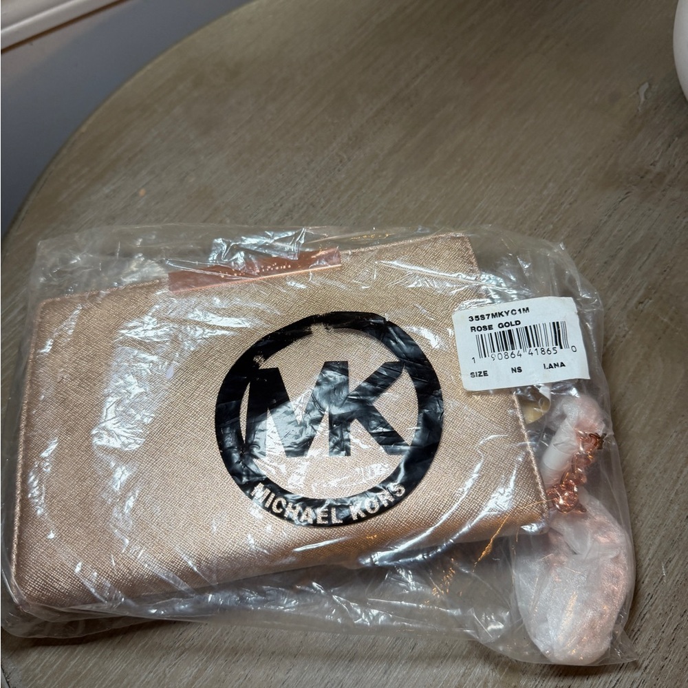 Michael Kors Metallic Rose Gold Clutch
